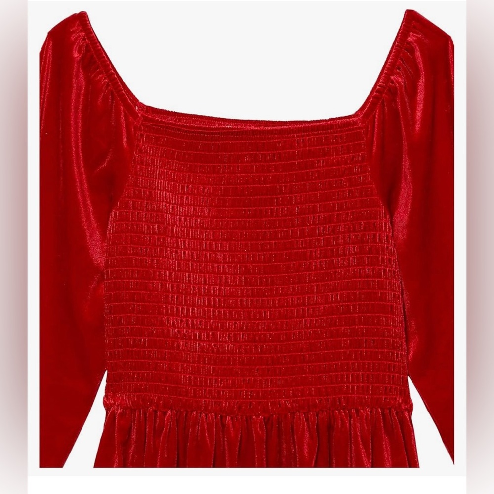 NWT Xtraordinary Girl Velvet Smoked Bodice Dress 12Y - Picture 4 of 11